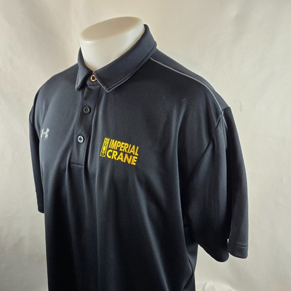 Under Armour Shirt Mens 2XL Black Polo Golf Heatgear Loose Work Employee Crane - Picture 5 of 8